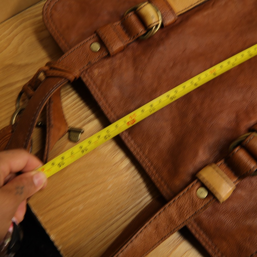 Fossil Long Live Vintage Brown Leather Tote Shoulder Bag Brass Hardware Key - Picture 9 of 11